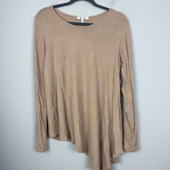 THREE DOTS | Tan Asymmetrical Lightweight Sweater Women’s Size Medium - Picture 1 of 7